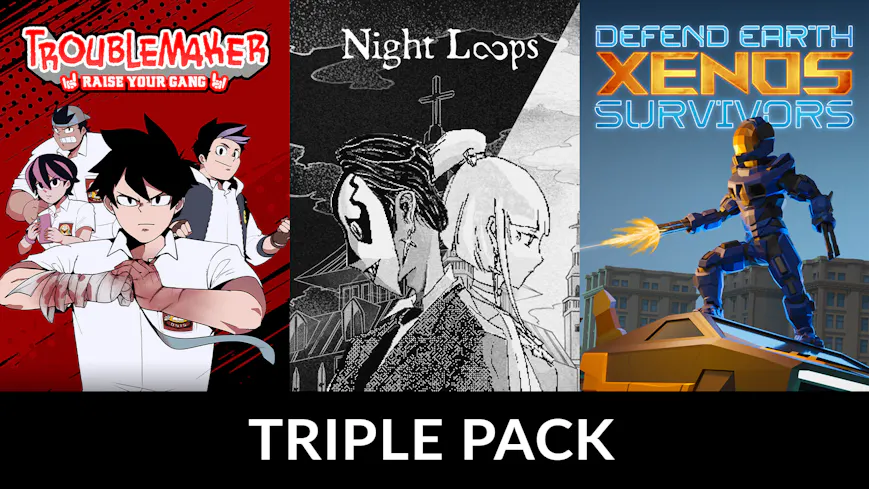 Product cover for Troublemaker + Night Loops + Defend Earth: Xenos Survivors Triple Pack
