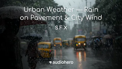 Urban Weather - Rain on Pavement & City Wind