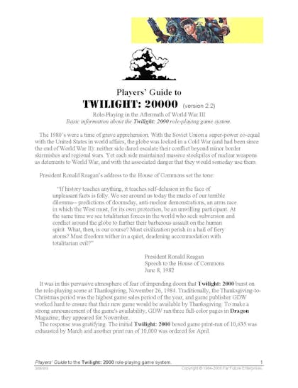 Players Guide to Twilight 2000 version 2.0