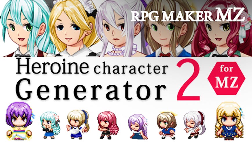 Product cover for RPG Maker MZ - Heroine Character Generator 2 for MZ