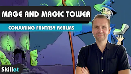 Mage and Magic Tower Illustration: Conjuring Fantasy Realms