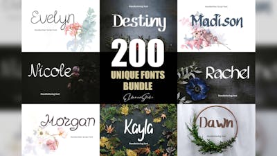 200 Unique Fonts Bundle